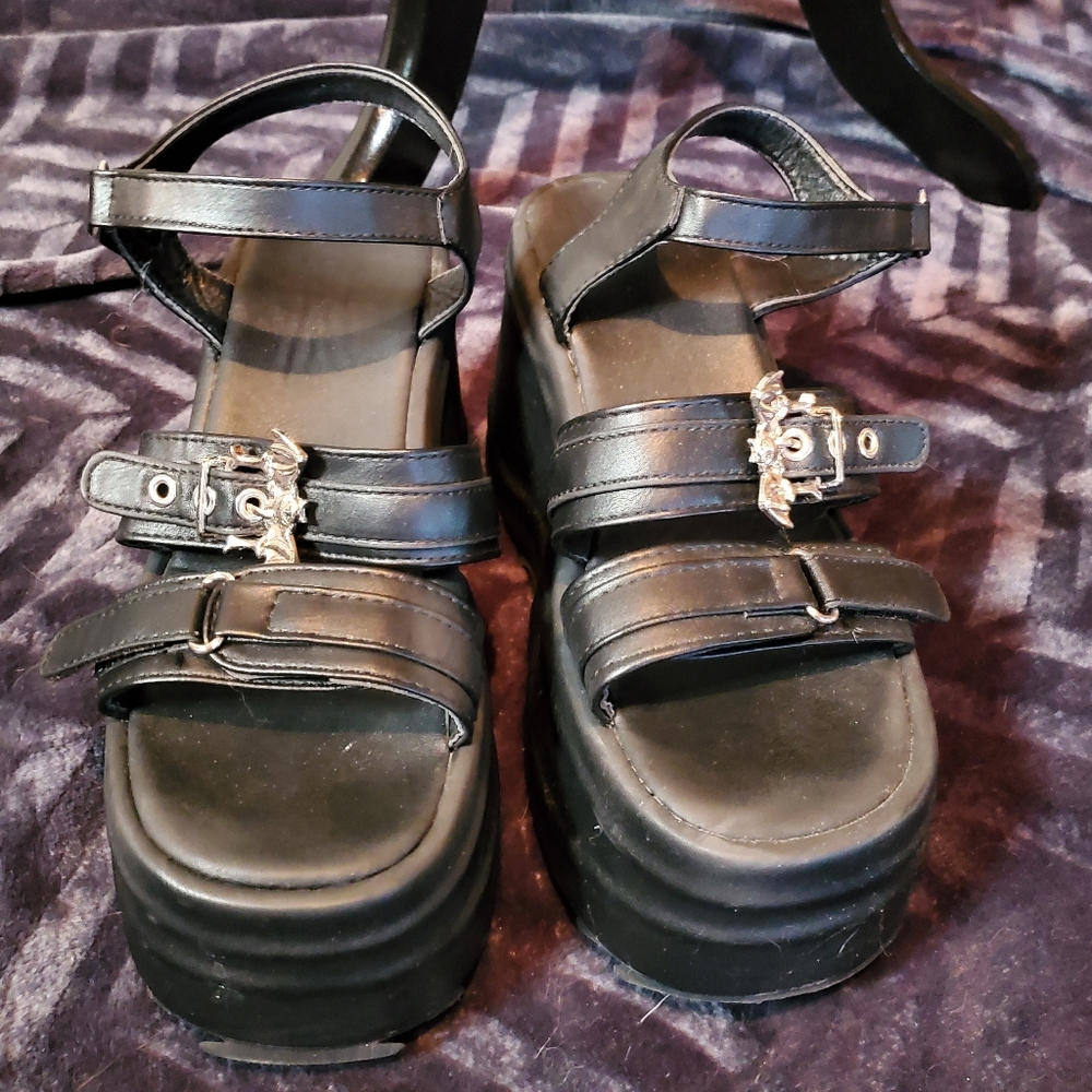 Bat Buckle Platform Sandal
